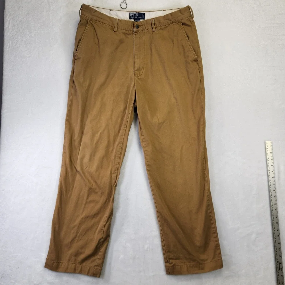 Polo Ralph Lauren Men Khaki Chino Pants Straight Fit Casual Size 36x34